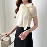 リボンスカーフトップス ボウタイリボン 半袖ニット | COCOMOMO | 詳細画像6 