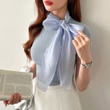 リボンスカーフトップス ボウタイリボン 半袖ニット | COCOMOMO | 詳細画像13 