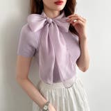 リボンスカーフトップス ボウタイリボン 半袖ニット | COCOMOMO | 詳細画像16 