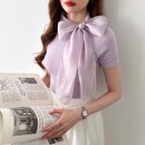 リボンスカーフトップス ボウタイリボン 半袖ニット | COCOMOMO | 詳細画像17 