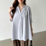 ロングシャツ バンドカラーシャツ チュニック | COCOMOMO | 詳細画像13