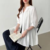 ロングシャツ バンドカラーシャツ チュニック | COCOMOMO | 詳細画像18