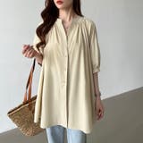 ロングシャツ バンドカラーシャツ チュニック | COCOMOMO | 詳細画像2