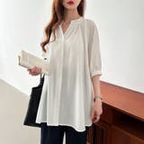 ロングシャツ バンドカラーシャツ チュニック | COCOMOMO | 詳細画像22