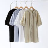 ロングシャツ バンドカラーシャツ チュニック | COCOMOMO | 詳細画像30