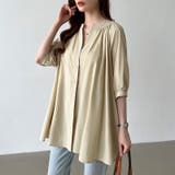 ロングシャツ バンドカラーシャツ チュニック | COCOMOMO | 詳細画像7