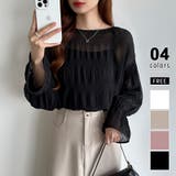 ブラック | シアーブラウス キャンディスリーブ シャーリングブラウス | COCOMOMO