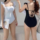 バックオープン フリル水着 モノキニ | COCOMOMO | 詳細画像1 