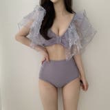チュールとパールで可愛く映える フリル水着 ショルダーフリルビキニ | COCOMOMO | 詳細画像4