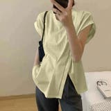 サイドスリット アシメTシャツ フレンチスリーブ | COCOMOMO | 詳細画像18