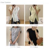 サイドスリット アシメTシャツ フレンチスリーブ | COCOMOMO | 詳細画像22