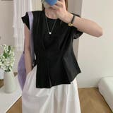 サイドスリット アシメTシャツ フレンチスリーブ | COCOMOMO | 詳細画像10