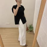 サイドスリット アシメTシャツ フレンチスリーブ | COCOMOMO | 詳細画像11