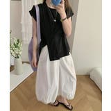 サイドスリット アシメTシャツ フレンチスリーブ | COCOMOMO | 詳細画像12