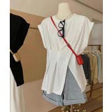 サイドスリット アシメTシャツ フレンチスリーブ | COCOMOMO | 詳細画像19