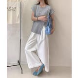 サイドスリット アシメTシャツ フレンチスリーブ | COCOMOMO | 詳細画像3