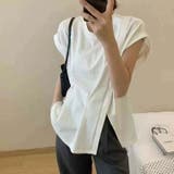 サイドスリット アシメTシャツ フレンチスリーブ | COCOMOMO | 詳細画像5