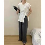 サイドスリット アシメTシャツ フレンチスリーブ | COCOMOMO | 詳細画像6