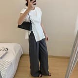 サイドスリット アシメTシャツ フレンチスリーブ | COCOMOMO | 詳細画像7