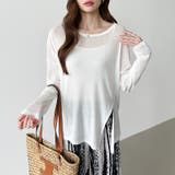 サイドスリットスラブシアーロンT シアートップス シアーカットソー | COCOMOMO | 詳細画像2