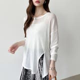 サイドスリットスラブシアーロンT シアートップス シアーカットソー | COCOMOMO | 詳細画像3