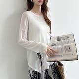 サイドスリットスラブシアーロンT シアートップス シアーカットソー | COCOMOMO | 詳細画像4