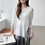 サイドスリットスラブシアーロンT シアートップス シアーカットソー | COCOMOMO | 詳細画像7