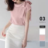 ピンク | ショルダーリボンブラウス ブラウス オフィス | COCOMOMO