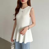 ペプラムトップス ノースリーブ くびれニット | COCOMOMO | 詳細画像16 