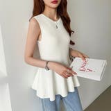 ペプラムトップス ノースリーブ くびれニット | COCOMOMO | 詳細画像18 