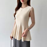 ペプラムトップス ノースリーブ くびれニット | COCOMOMO | 詳細画像2 