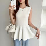 ペプラムトップス ノースリーブ くびれニット | COCOMOMO | 詳細画像21 