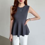 ペプラムトップス ノースリーブ くびれニット | COCOMOMO | 詳細画像23 