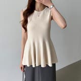 ペプラムトップス ノースリーブ くびれニット | COCOMOMO | 詳細画像3 