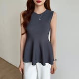 ペプラムトップス ノースリーブ くびれニット | COCOMOMO | 詳細画像30 