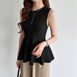 ペプラムトップス ノースリーブ くびれニット | COCOMOMO | 詳細画像32 