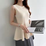 ペプラムトップス ノースリーブ くびれニット | COCOMOMO | 詳細画像4 