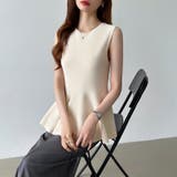 ペプラムトップス ノースリーブ くびれニット | COCOMOMO | 詳細画像6 