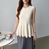 ペプラムトップス ノースリーブ くびれニット | COCOMOMO | 詳細画像7 