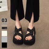 ブラック | 厚底サンダル クロスベルトサンダル サンダル | COCOMOMO