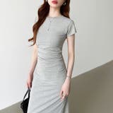 【美シルエット】 ウエストギャザーワンピース Tシャツワンピース | COCOMOMO | 詳細画像13 