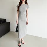 【美シルエット】 ウエストギャザーワンピース Tシャツワンピース | COCOMOMO | 詳細画像16 