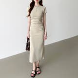 【美シルエット】 ウエストギャザーワンピース Tシャツワンピース | COCOMOMO | 詳細画像18 