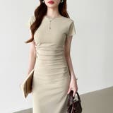 【美シルエット】 ウエストギャザーワンピース Tシャツワンピース | COCOMOMO | 詳細画像24 