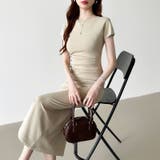 【美シルエット】 ウエストギャザーワンピース Tシャツワンピース | COCOMOMO | 詳細画像25 