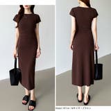 【美シルエット】 ウエストギャザーワンピース Tシャツワンピース | COCOMOMO | 詳細画像41 