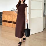 【美シルエット】 ウエストギャザーワンピース Tシャツワンピース | COCOMOMO | 詳細画像43 