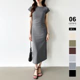 グレー | 【美シルエット】 ウエストギャザーワンピース Tシャツワンピース | COCOMOMO