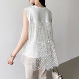 チュールドッキングトップス ティアードチュニック ドット柄 | COCOMOMO | 詳細画像6 