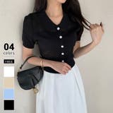 ブラック | 透かし編み ポロニット サマーニット | COCOMOMO